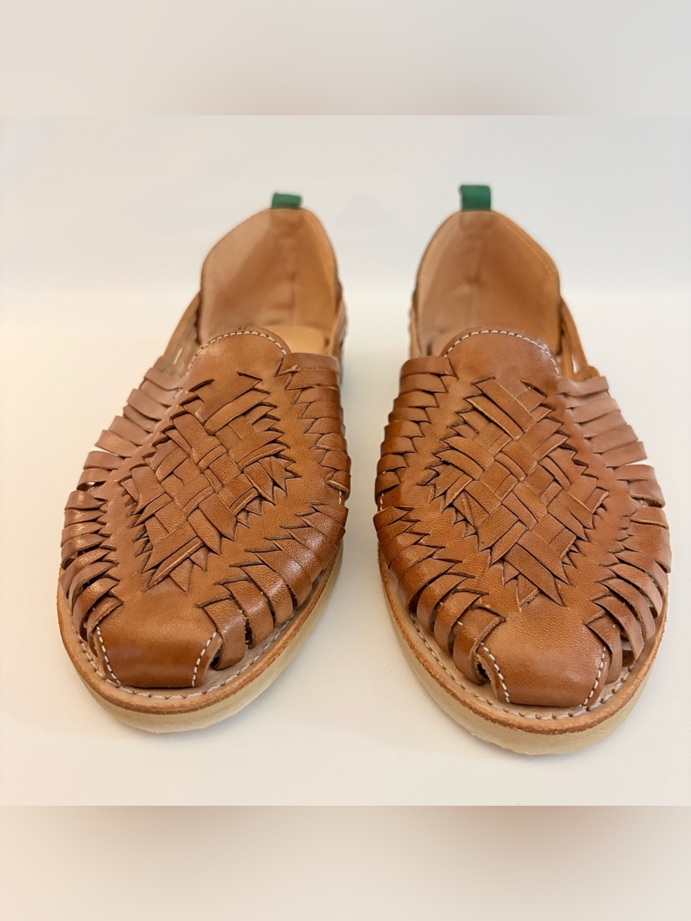 SOLS Woven Leather Huarache Slip On Shoes Brown Boho Casual Comfort Flat